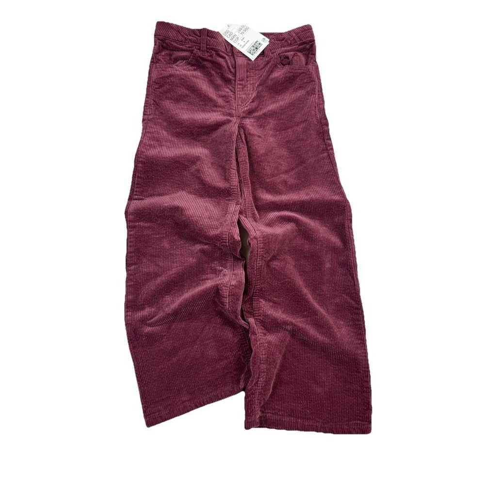 New With Tags H&M Kids Burgundy Corduroy Wide Leg Pants Size 5-6A Adjustable Fit